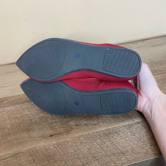 Rothy's "The Point" Pointed Toe chili Red Slip On ballerina Flats Shoes 9 - Picture 7 of 8